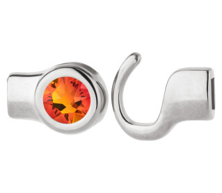 Chiusura a gancio argento antico con pietra cristallo Fireopal 7mm (ID 5x2) 999° placcato argento