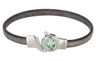 Hook closure silver antique with crystal stone in Chrysolite 7mm (ID 5x2) 999° antique silver plated