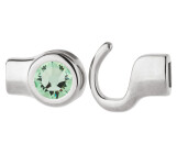 Hook closure silver antique with crystal stone in Chrysolite 7mm (ID 5x2) 999° antique silver plated