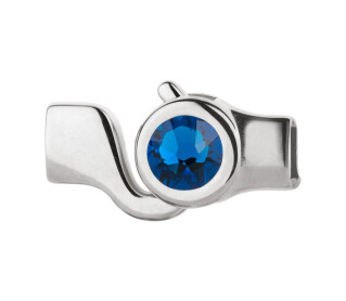 Hook closure silver antique with crystal stone in Capri Blue 7mm (ID 5x2) 999° antique silver plated