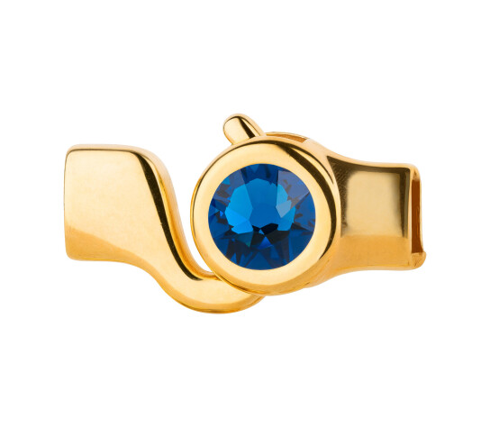 Hakenverschluss gold Kristallstein Capri Blue 7mm (ID 5x2) 24K vergoldet