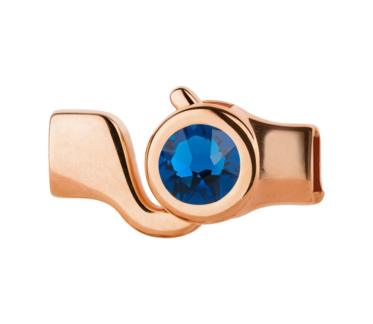 Chiusura a gancio oro rosa con cristallo Capri Blue 7mm (ID 5x2) 24K placcato oro rosa