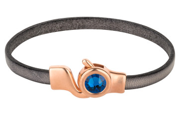 Chiusura a gancio oro rosa con cristallo Capri Blue 7mm (ID 5x2) 24K placcato oro rosa