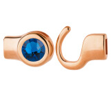 Hook closure rose gold with crystal stone Capri Blue 7mm (ID 5x2) 24K rose gold plated