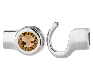 Hakenverschluss antik silber mit Kristallstein Lt Colorado Topaz 7mm (ID 5x2) 999° antik versilbert