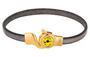 Hook clasp gold with crystal stone Citrine 7mm (ID 5x2) 24K gold-plated