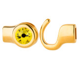 Hook clasp gold with crystal stone Citrine 7mm (ID 5x2) 24K gold-plated