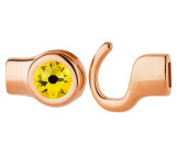 Cierre de gancho oro rosa con cristal Citrine 7mm (ID 5x2) 24K chapado en oro rosa