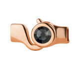 Hook closure rose gold with crystal stone Graphite 7mm (ID 5x2) 24K rose gold plated