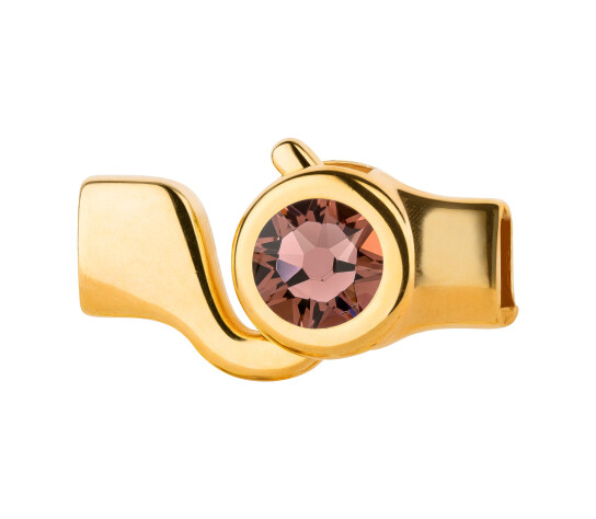 Hakenverschluss gold Kristallstein Blush Rose 7mm (ID 5x2) 24K vergoldet