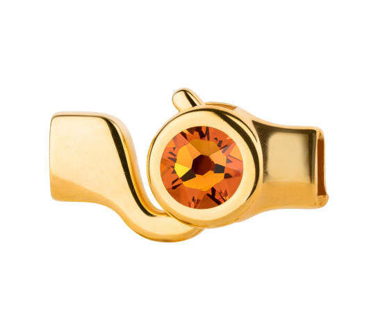 Hakenverschluss gold Kristallstein Tangerine 7mm (ID 5x2) 24K vergoldet