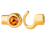 Cierre de gancho dorado con cristal Tangerine 7mm (ID 5x2) 24K chapado en oro