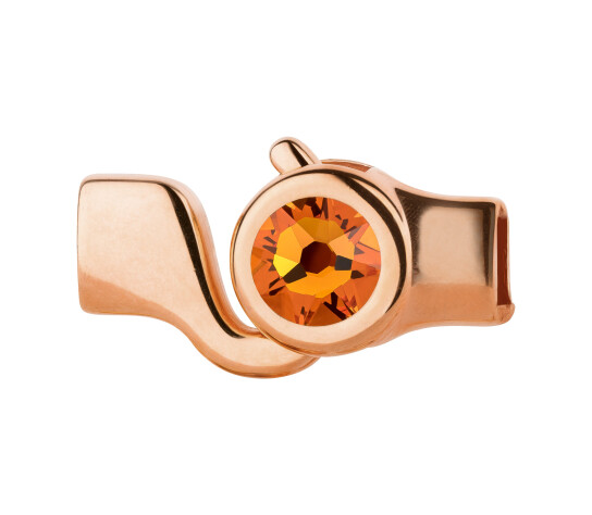 Hakenverschluss rose gold mit Kristallstein Tangerine 7mm (ID 5x2) 24K rose vergoldet