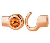 Hook closure rose gold with crystal stone Tangerine 7mm (ID 5x2) 24K rose gold plated