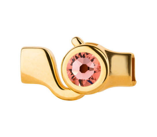 Hook clasp gold with crystal stone Rose Peach 7mm (ID 5x2) 24K gold-plated