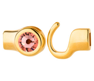 Hook clasp gold with crystal stone Rose Peach 7mm (ID 5x2) 24K gold-plated
