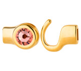 Hook closure gold with crystal stone Rose Peach 7mm (ID 5x2) 24K gold plated