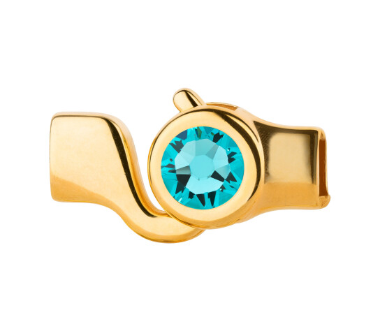 Hakenverschluss gold Kristallstein Light Turquoise 7mm (ID 5x2) 24K vergoldet