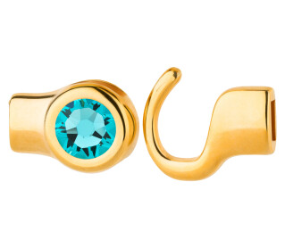 Chiusura a gancio oro pietra cristallo Light Turquoise 7mm (ID 5x2) 24K placcato oro