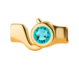 Chiusura a gancio oro pietra cristallo Light Turquoise 7mm (ID 5x2) 24K placcato oro