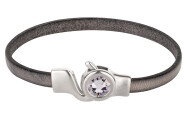 Hook closure silver antique with crystal stone in Smoky Mauve 7mm (ID 5x2) 999° antique silver plated