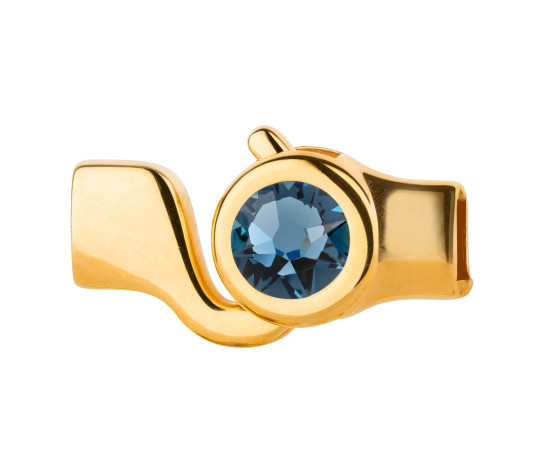 Hook clasp gold with crystal stone Denim Blue 7mm (ID 5x2) 24K gold-plated