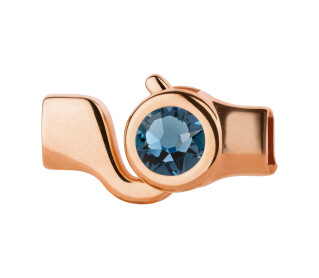 Hook closure rose gold with crystal stone Denim Blue 7mm...
