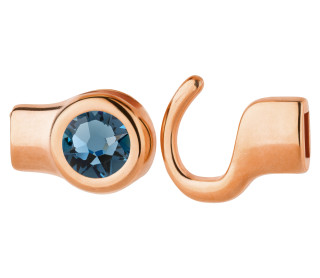 Hook clasp rose gold with crystal stone Denim Blue 7mm (ID 5x2) 24K rose gold-plated