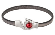 Hook closure silver antique with crystal stone in Scarlet 7mm (ID 5x2) 999° antique silver plated