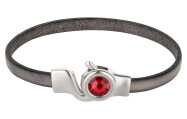 Haaksluiting antiek zilver met kristallen steen Scarlet  7mm (ID 5x2) 999° antiek verzilverd