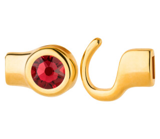 Haaksluiting goud met kristallen steen Scarlet 7mm (ID 5x2) 24K verguld
