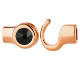 Hook closure rose gold with crystal stone Jet 7mm (ID 5x2) 24K rose gold plated