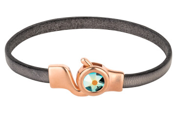 Hakenverschluss rose gold mit Kristallstein Jet Aurore Boreale 7mm (ID 5x2) 24K rose vergoldet