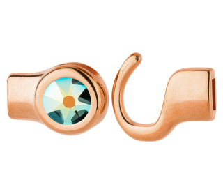 Hook clasp rose gold with crystal stone Jet AB 7mm (ID 5x2) 24K rose gold-plated