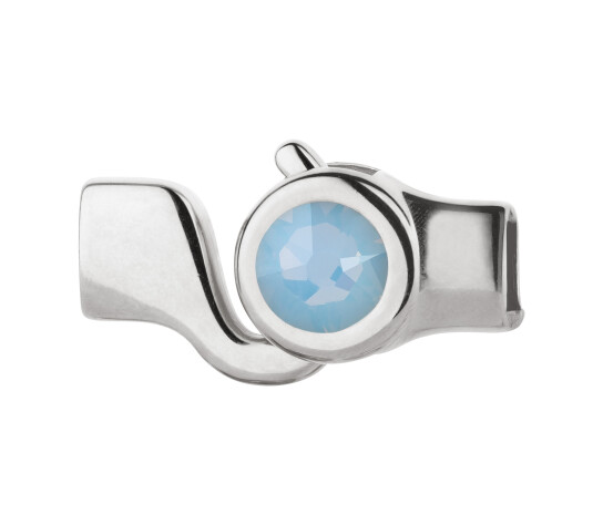 Chiusura a gancio argento antico con pietra cristallo Air Blue Opal 7mm (ID 5x2) 999° placcato argento