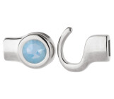 Hook closure silver antique with crystal stone in Air Blue Opal 7mm (ID 5x2) 999° antique silver plated