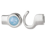 Chiusura a gancio argento antico con pietra cristallo Air Blue Opal 7mm (ID 5x2) 999° placcato argento