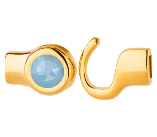Hakenverschluss gold Kristallstein Air Blue Opal 7mm (ID 5x2) 24K vergoldet