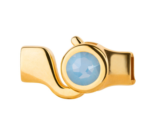 Hakenverschluss gold mit Kristallstein Air Blue Opal 7mm (ID 5x2) 24K vergoldet