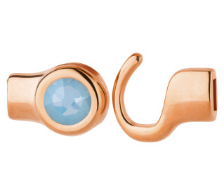 Chiusura a gancio oro rosa con pietra cristallo Air Blue Opal 7mm (ID 5x2) 24K placcato oro rosa