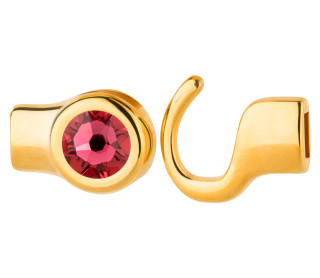 Hook clasp gold with crystal stone Indian Pink 7mm (ID 5x2) 24K gold-plated