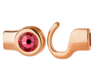 Hook clasp rose gold with crystal stone Indian Pink 7mm (ID 5x2) 24K rose gold-plated