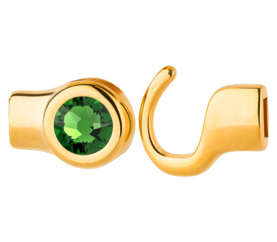 Hakenverschluss gold Kristallstein Fern Green 7mm (ID 5x2) 24K vergoldet