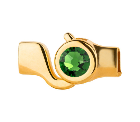 Chiusura a gancio oro con cristallo Fern Green 7mm (ID 5x2) 24K placcato oro