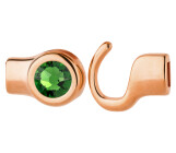 Hook closure rose gold with crystal stone Fern Green 7mm (ID 5x2) 24K rose gold plated