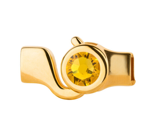 Hook closure gold with crystal stone Sunflower 7mm (ID 5x2) 24K gold plated