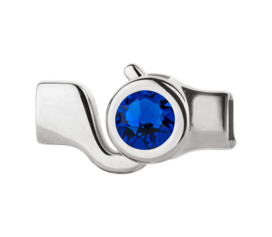 Hook closure silver antique with crystal stone in Majestic Blue 7mm (ID 5x2) 999° antique silver plated