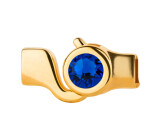 Hook closure gold with crystal stone Majestic Blue 7mm (ID 5x2) 24K gold plated