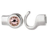Hook closure silver antique with crystal stone in Vintage Rose 7mm (ID 5x2) 999° antique silver plated