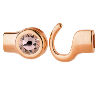 Hakenverschluss rose gold mit Kristallstein Vintage Rose 7mm (ID 5x2) 24K rose vergoldet